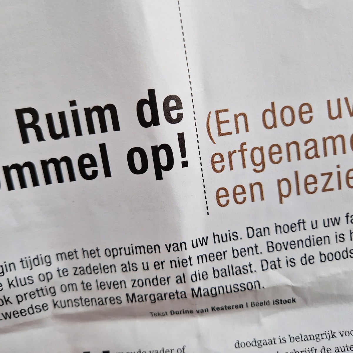 Opruimen voor je dood; de ratrace in optima&nbsp;forma